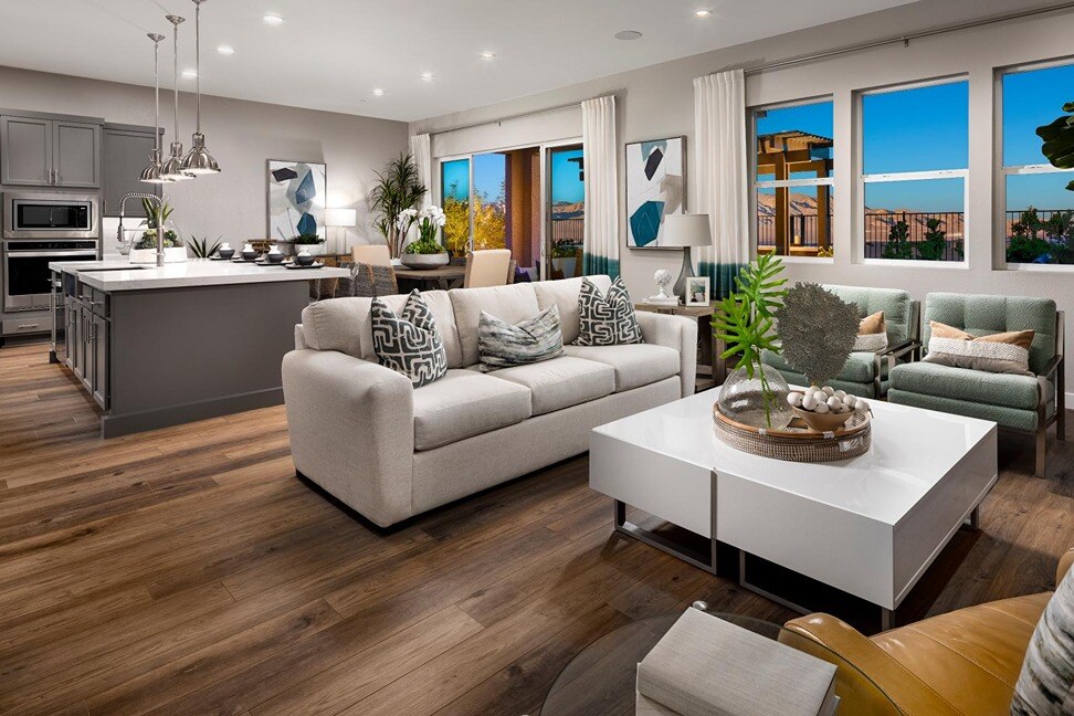 new homes in Las Vegas. A living room and kitchen. AVELLA-Las Vegas, NV