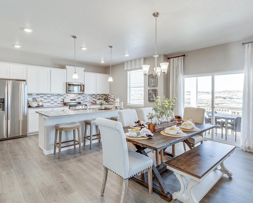 new homes for sale in denver. A luxurious kitchen and dining room. Bridgeport Plan-Denver, CO