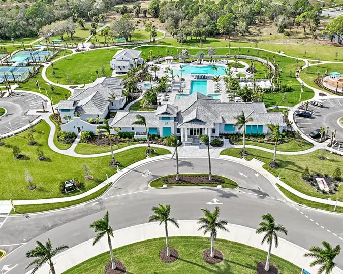 new home developments in sarasota, fl. Aerial view of a neighborhood in Sarasota, Florida.