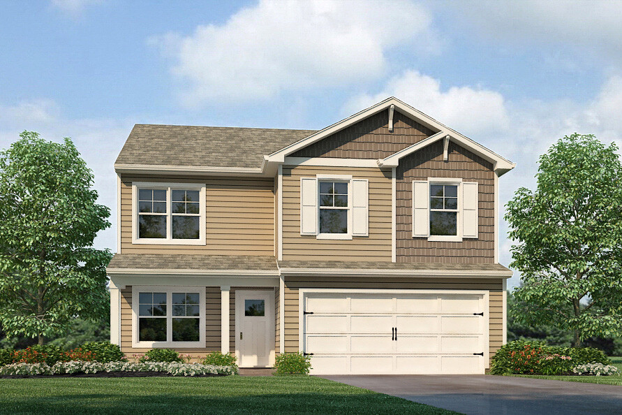 New build homes in Columbus. Madison Meadows. A house on a clear day.