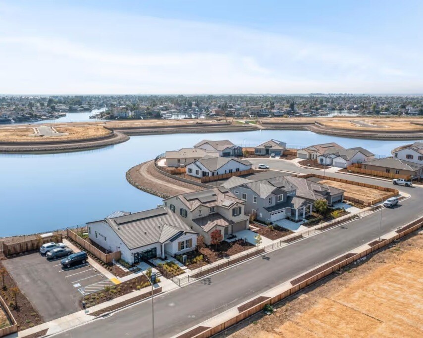  New Homes in San Francisco Bay Area. Aerial view of new homes in San Francisco. SEAGRASS-Bay-Area