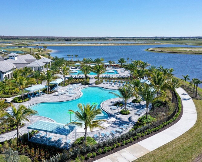 new homes in naples, fl. Aerial video of new home development in naples, fl with a pool. Skysail