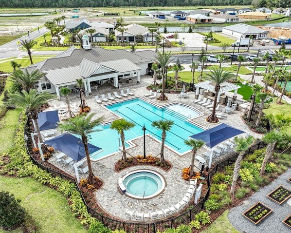 New Homes in St. Johns County, Florida. Aerial view of a new home development in Florida. Summer Bay at Grand Oaks.