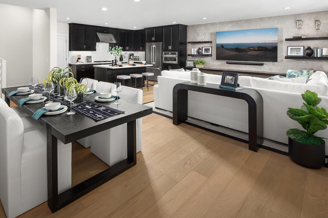  New Homes in San Francisco Bay Area. A modern kitchen and living room. TARPAN 1-Bay Area, CA