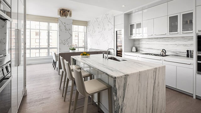 homes for sale in manhattan ny. The Kent in Manhattan.A kitchen with island, stools, wall ovens and more.