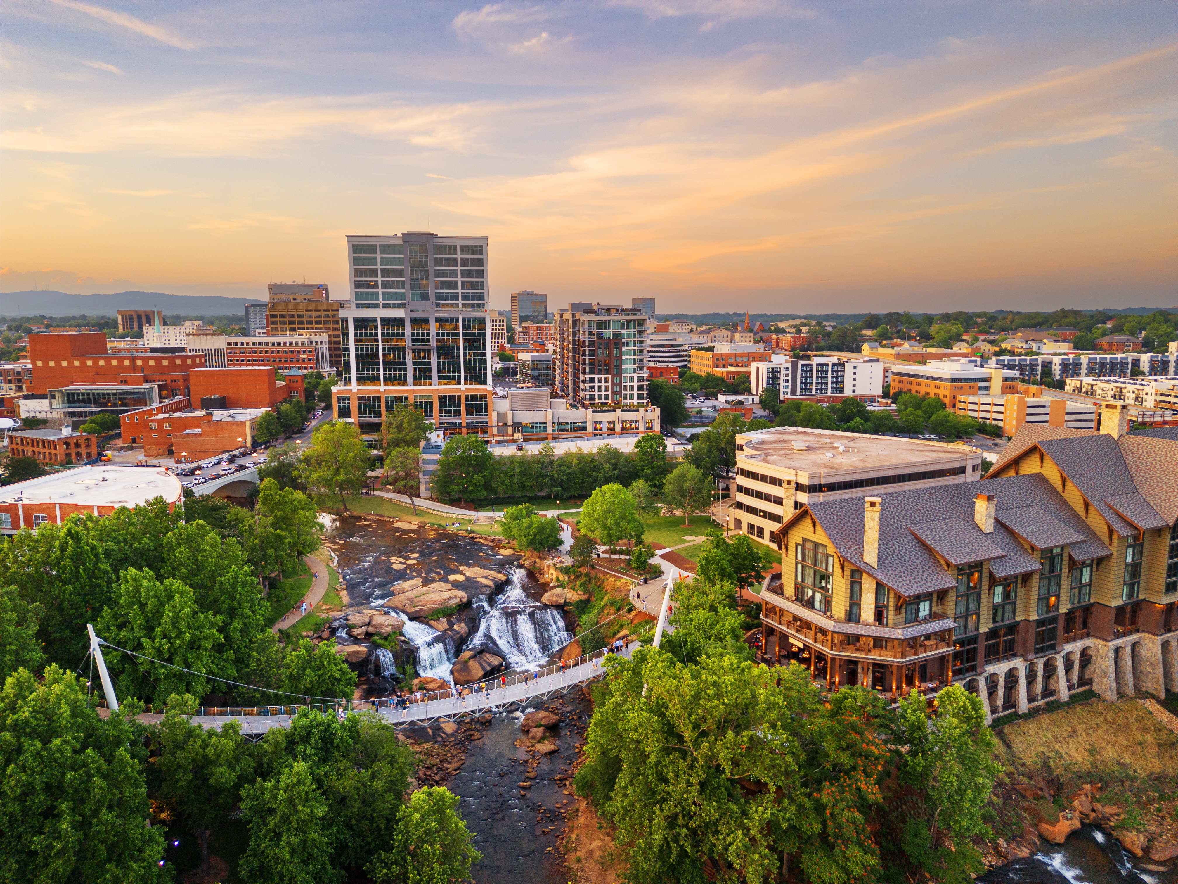 Best neighborhoods in greenville, sc. An aerial view of Greenville, sc.
