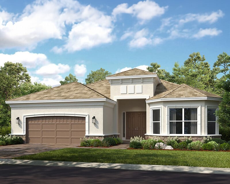 new homes in Port St. Lucie. A house with bay windows. Pallazio